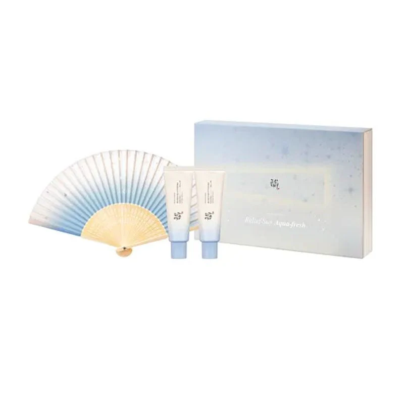 Relief Aqua Fresh Rice + B5 Sunscreen Set (50ml+50ml+Fan)