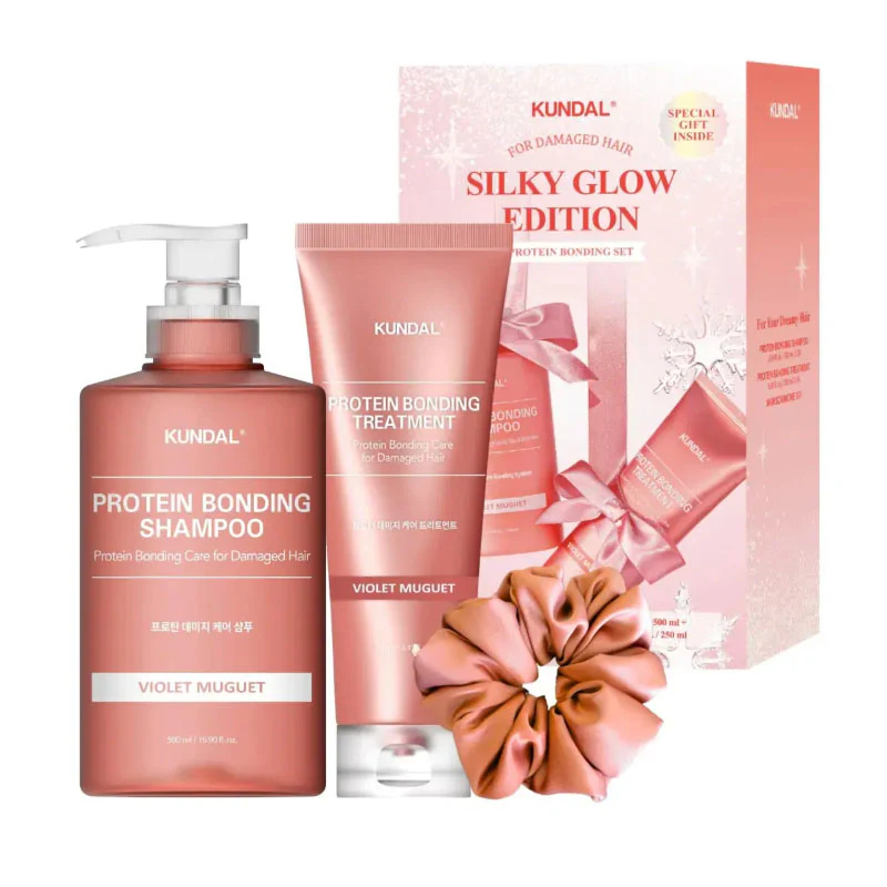 Silky Glow Edition - Protein Bonding Shampoo 500ml + Treatment 250ml + Scrunchie (Ylang Ylang)