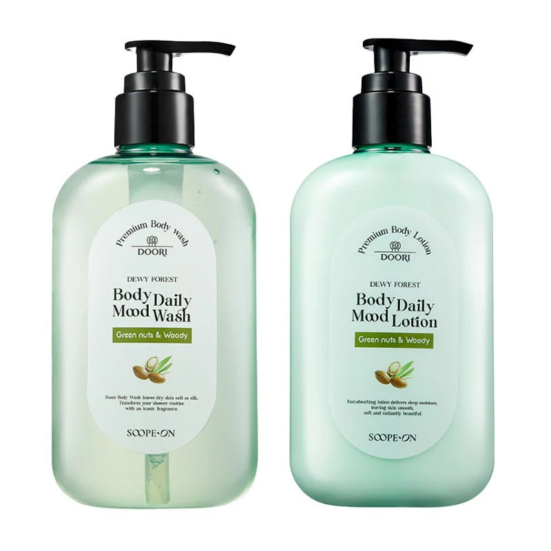 Soope On Body Daily Mood Wash and Lotion Set (Green Nuts & Woody) 380ml